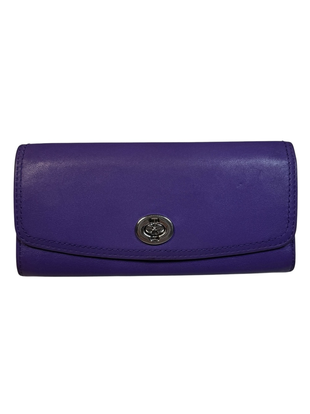 Vintage Coach Legacy Slim Envelope Wallet Purple Leather *Broken Turn Lock